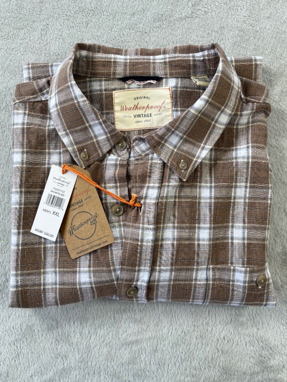 Mens XXL Weatherproof Vintage Short Sleeve 100% Cotton Button Down Shirt NWT